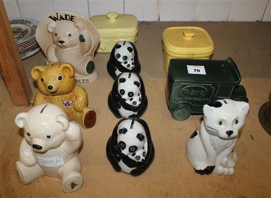 Wade moneyboxes - 3 teddybear, 3 panda, 2 other & 3 butter dishes(-)